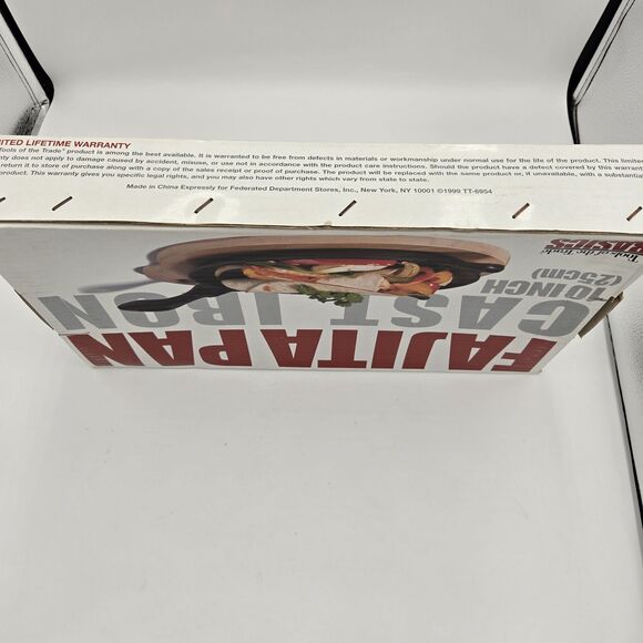 New Cast Iron Skillet 10" Fajita Pan With Wooden Serving Board Oval Shape NIB - Picture 5 of 6
